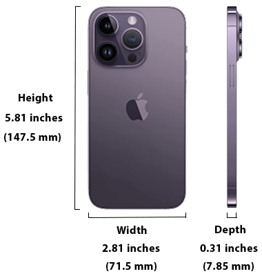 Apple iPhone 14 Pro Dimensions Image