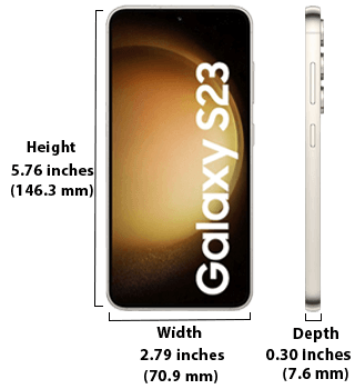 Samsung Galaxy S23 Dimensions 320by350