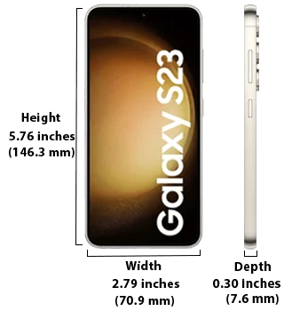 Samsung Galaxy S23 Dimensions 320by350
